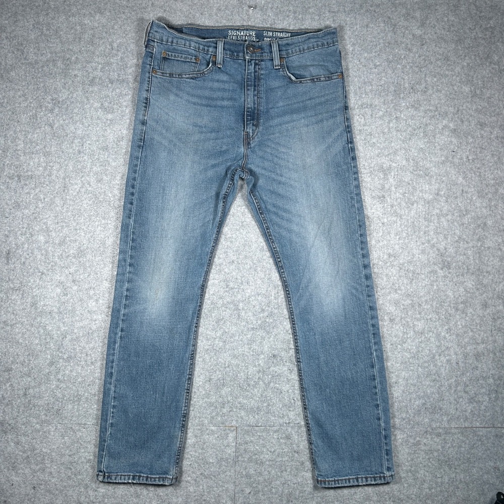 Signature Levi Strauss‎ denim jeans Men 36x30(34x29) Blue Slim Straight